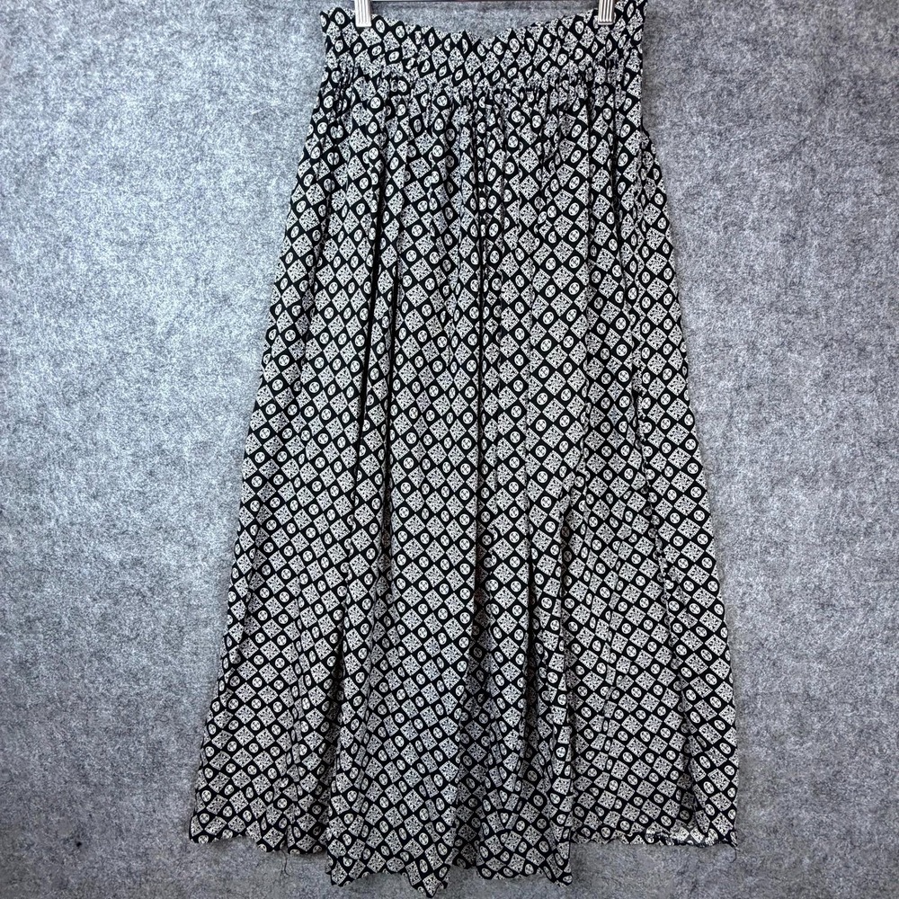 VTG River Ridge Maxi Skirt Womens Small White Black Geometric‎ Secretary 90s